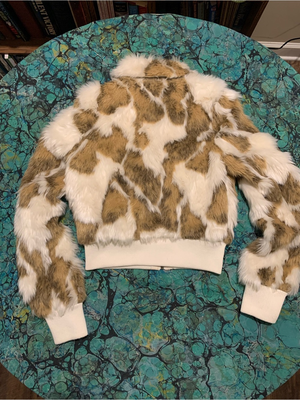 Vintage I Love H81 Faux Fur Bomber Jacket S - Picture 4 of 8